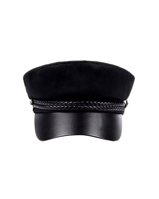 Chanel Joan Elkayam Black Plait Trim Baker Boy Hat