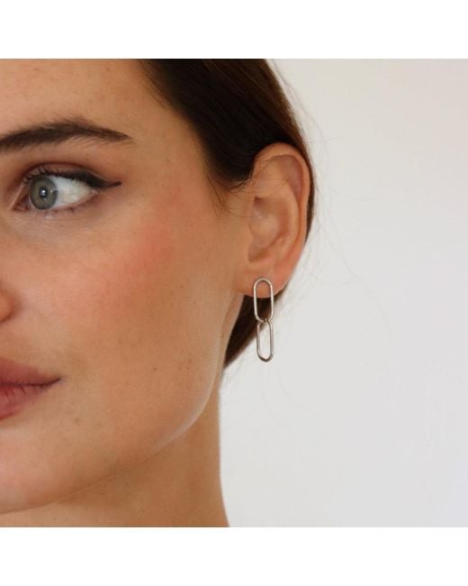 FV Jewellery White Steel Me Paperclip Chain Earrings