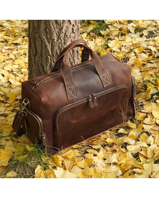Touri Brown Genuine Leather Front Pocket Boarding Bag for men
