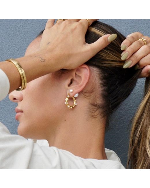 Ellie Vail Jewelry Metallic Nicoletta Pearl Hoop Earring