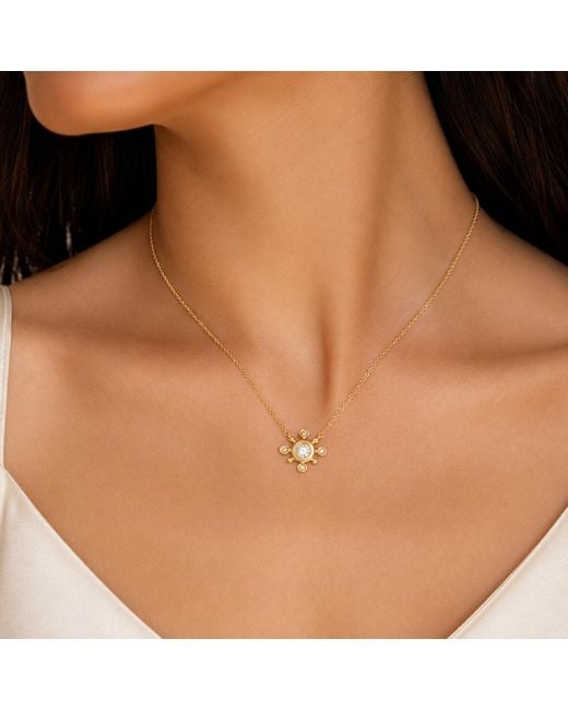 Artisan Metallic 14K Oval Diamond Starburst Pendant Necklace