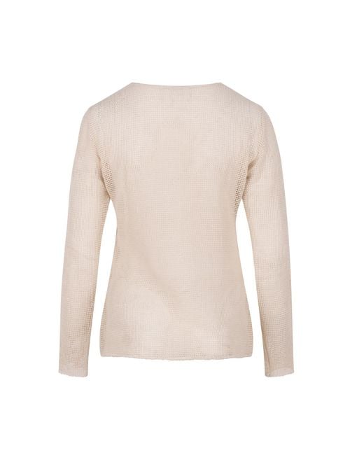 Gunda Hafner Ltd Natural Neutrals Soft Lace Knit Detail Top