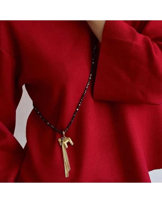 Angel Barocco Metallic Equestrian Tassel Pendant Long Necklace