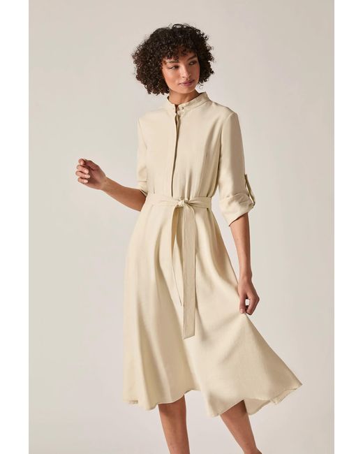James Lakeland Natural Neutrals Cream Tie-Waist Midi Dress