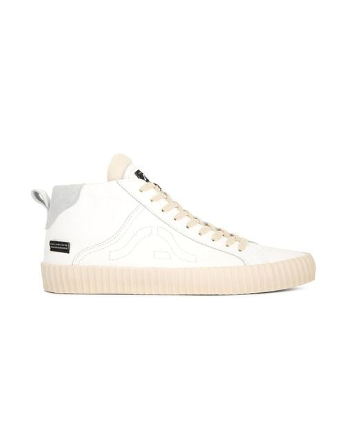 Springa | Unique Vulcanized Sneakers Italian Handmade White Wavy Leather High Top Sole Sneakers for men
