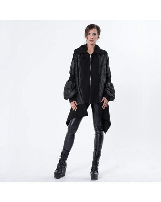 Metamorph Black Extravagant Asymmetrical Metallic Cardigan
