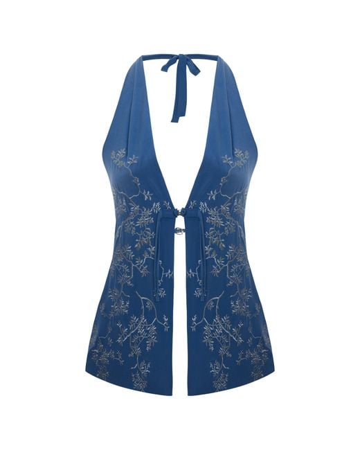 Maison sél Blue Wrap Around Top