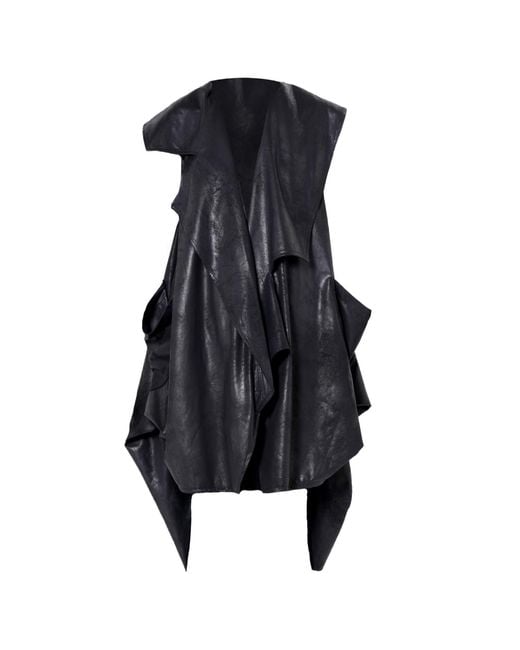 Metamorph Black Neutrals Asymmetric Faux Suede Vest