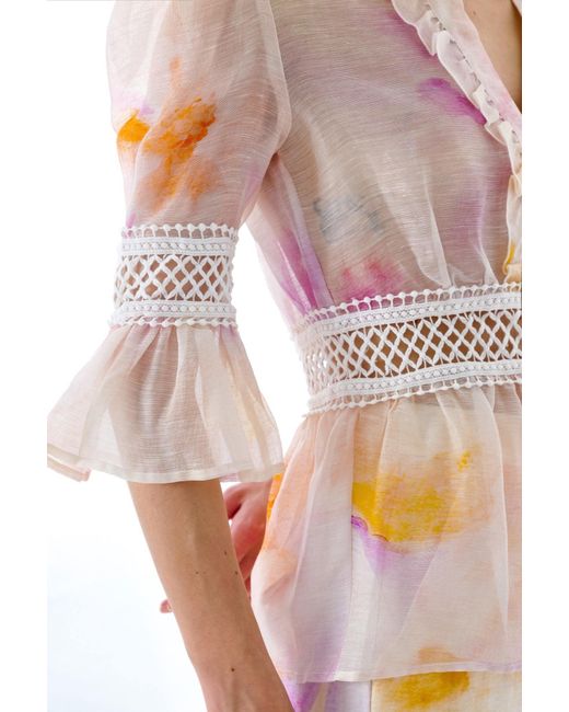 We Are Kindred Pink Josephine Silk Peplum Blouse