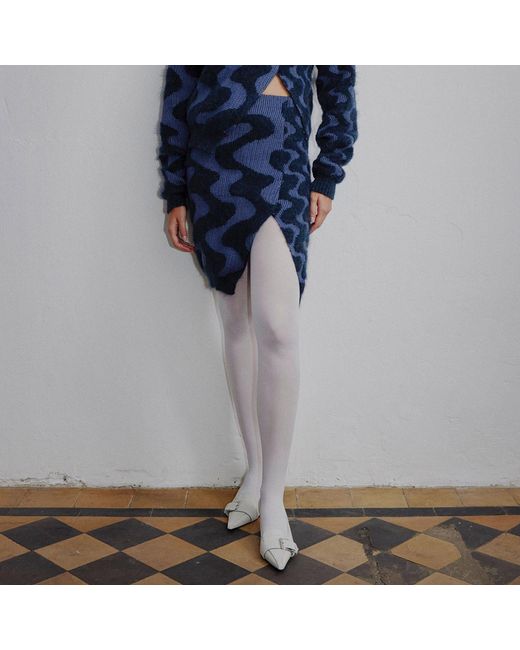 Ccy Currency Blue Wavey Split Skirt