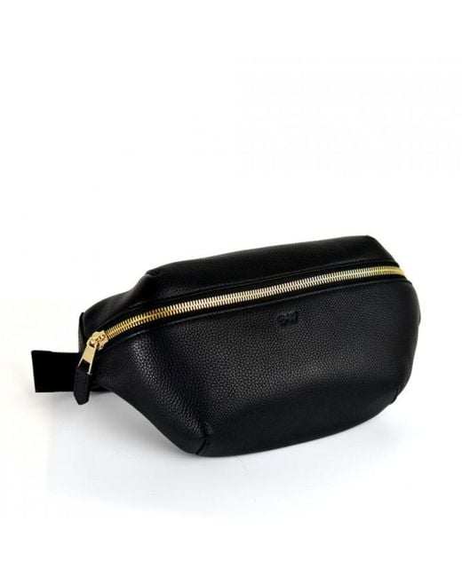 DAVID WEJ Black Leather Belt Bag – for men