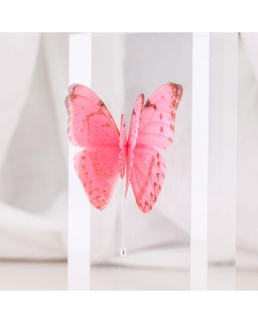 Oana Savu Pink Versatile Large Silk Butterfly Brooch Pin With Pin