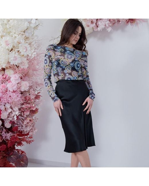 concept A trois Black Satin Skirt