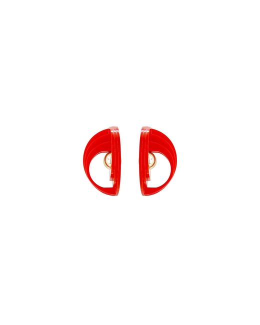 Gissa Bicalho Red Handmade Acrylic Earring Bow