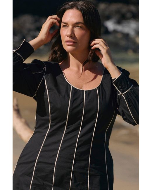 Adrift Clothing Black Eva Panelled Dress