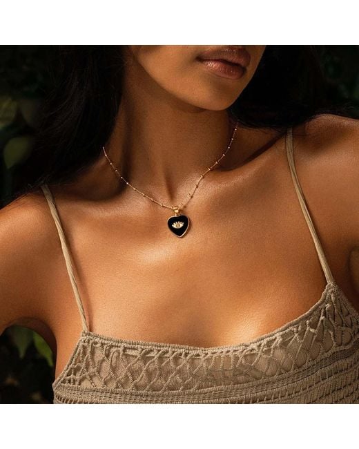 Karma and Luck Metallic Onyx Heart Evil Eye Necklace – Love & Protection Jewelry – Grounded