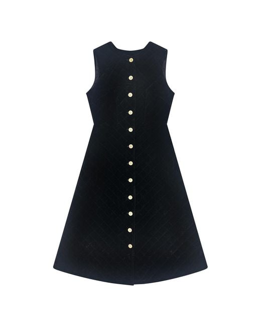 Roch Perel Black Slevevless Quilted Velvet Dress