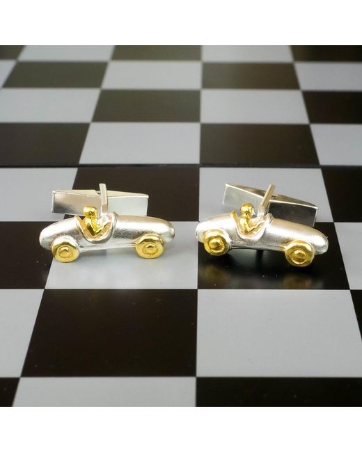 Simon Kemp Jewellers Yellow Bugatti Vintage Racing Car Cufflinks Eighteen Carat On Cufflinks for men