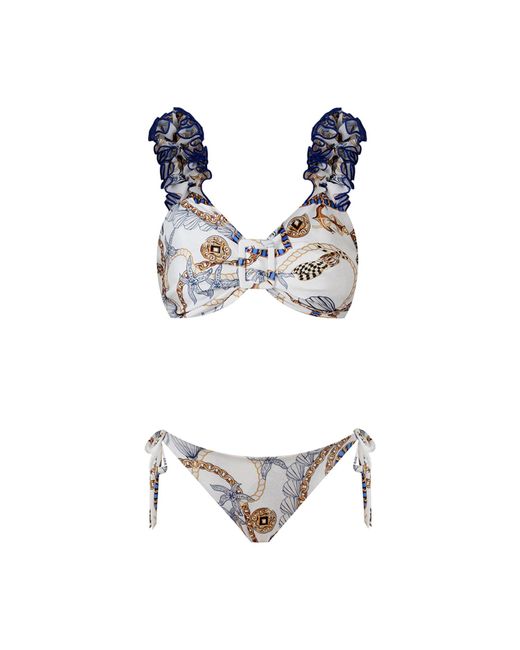 Nur Karaata White Lily Tropezienne Short Waist Bikini Set