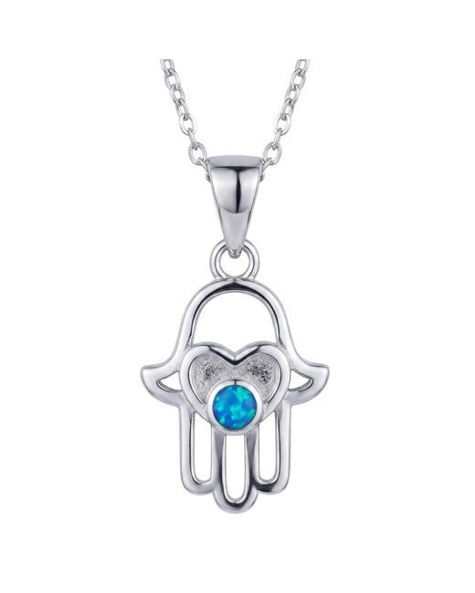 Latelita London Metallic Love My Hamsa Hand Opal Pendant Necklace