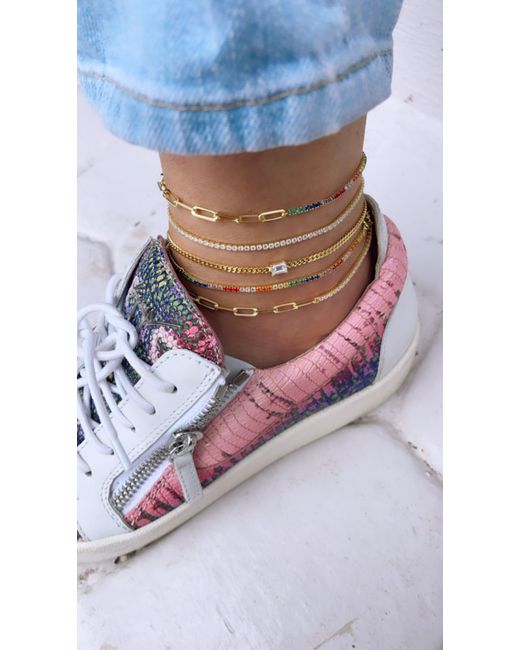 SHYMI Metallic Half Tennis Half Paper Clip Anklet