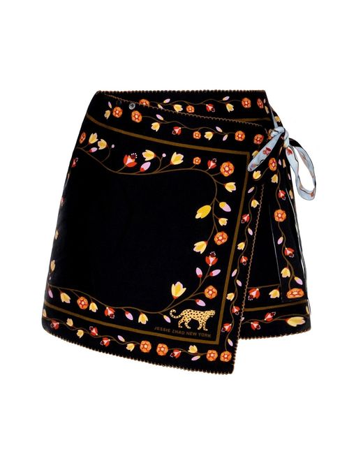Jessie Zhao New York Black Swim Cover Up Skirt-Night Imagination