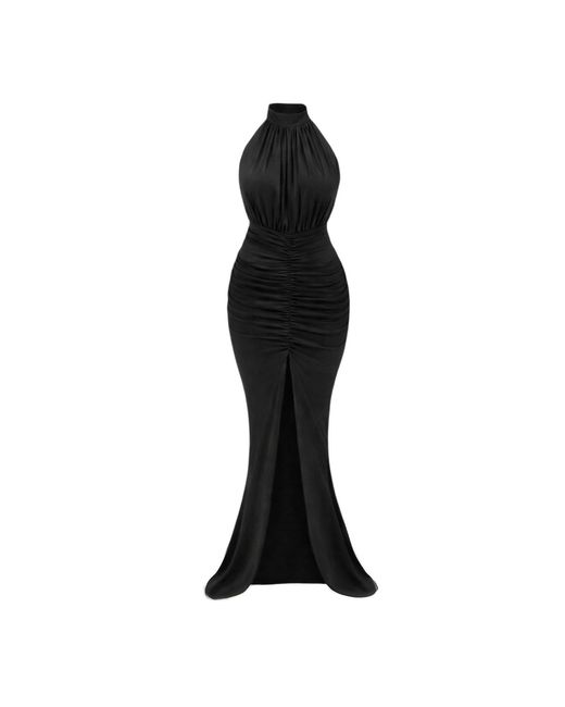 Monice London Black Selene- Backless & Bra Friendly Halter Maxi Dress