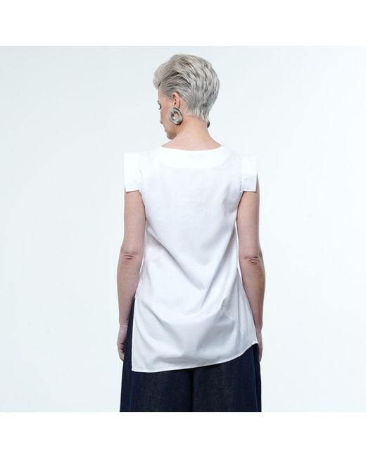 Metamorph Blue Asymmetrical Buttoned Top