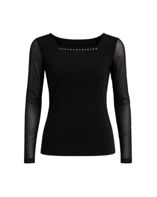 Conquista Black Decorative Long Sleeve Top