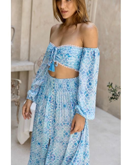 Sophia Alexia Blue Azure Mosaic Fiji Top