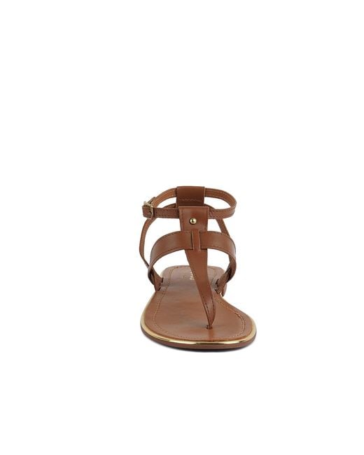Rag & Co Brown Irene Tan Flat Thong Sandals By Rag & Co