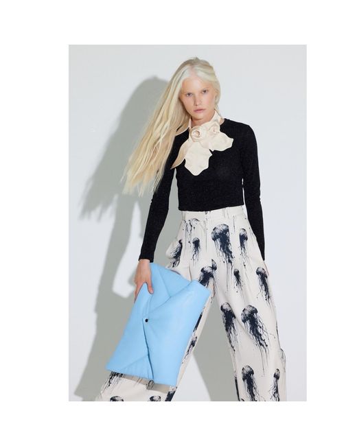 Julia Allert White Neutrals Ivory Jellyfish Print Tailored Pants – Capsule Edition