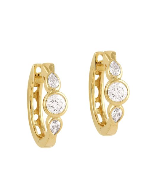 Artisan Metallic 14K Pear & Round Diamond Hoop Earrings