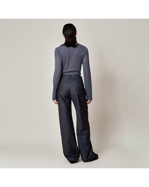 Gunda Hafner Ltd Blue Dark Mid Rise Straight Leg Merino Trousers