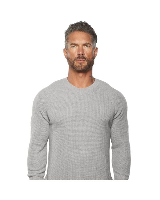 Weston Jon Boucher Gray Valen Waffle Knit Cashmere And Wool Fitted Lightweight Sweater for men