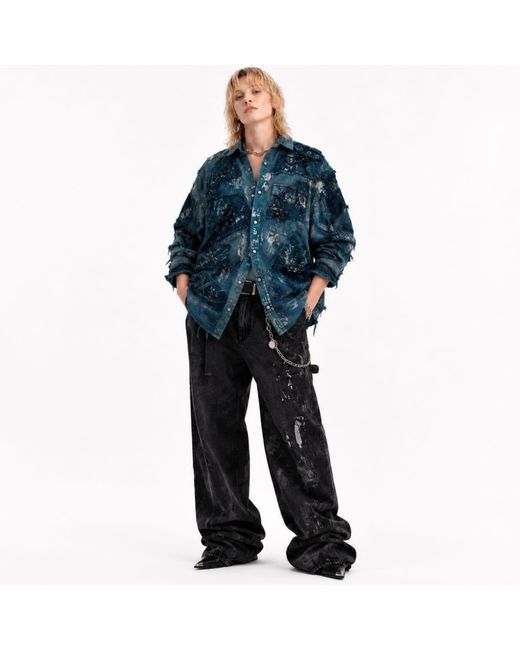Zasta Studio Blue Wearable Ruins Shredded Denim Colored Shirt G
