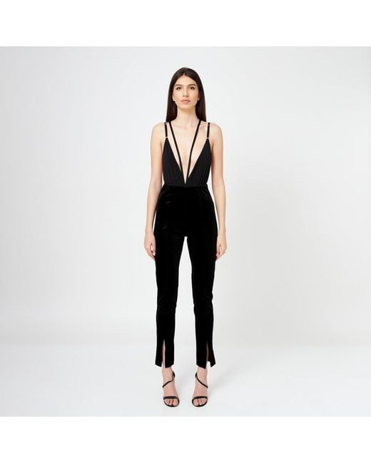 LIA ARAM Black Minimalist Double Strap Bodysuit