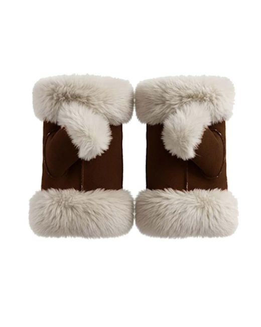 Nooki Design Brown Freya Faux Fur Fingerless Gloves