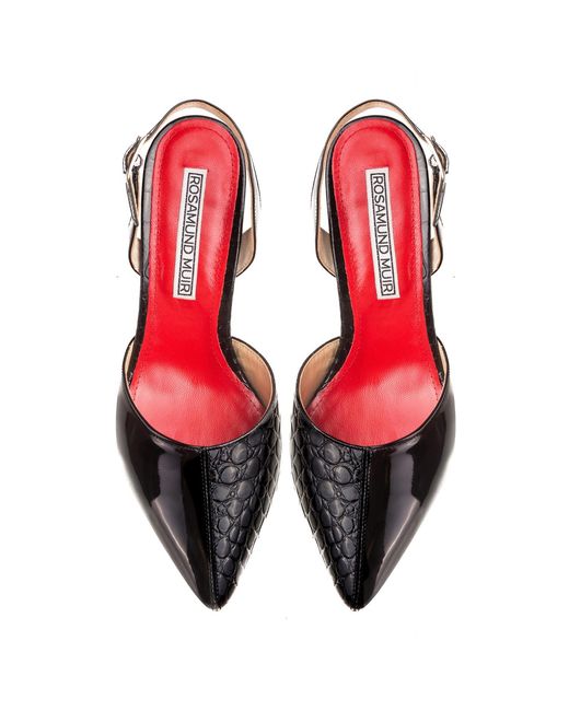 Rosamund Muir London Red Augusta Duo-Texture Slingback Heels