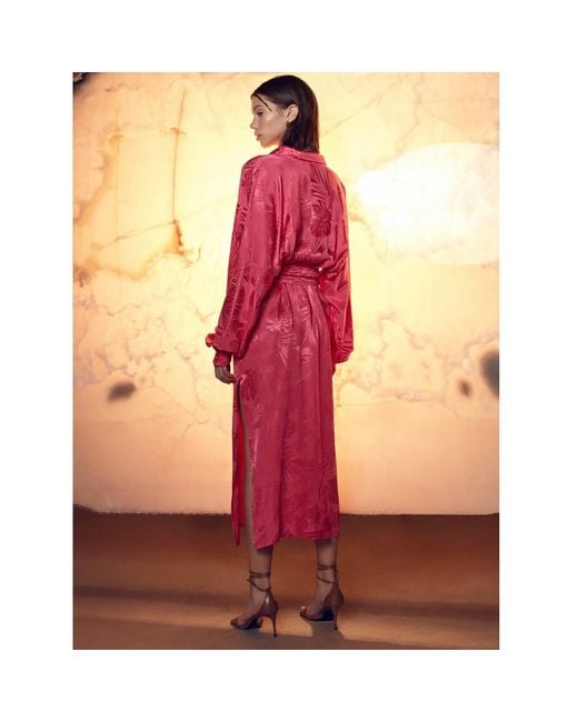 NAZLI CEREN Pink Cassin Jacquard Shirt Dress