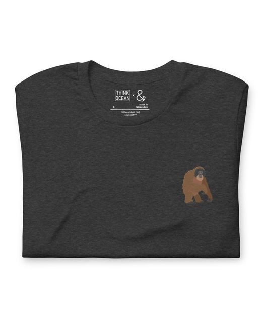 Anchor and Crew Black Heather Think Ocean Orangutan Aspirations Cotton Embroidered T-Shirt