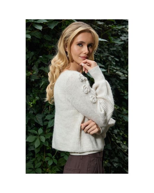 Saachi White Rosette Flower Cardigan
