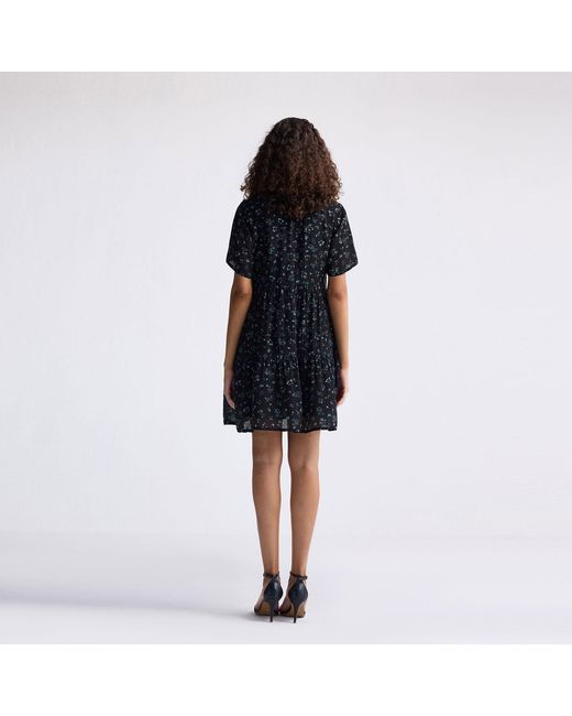 REISTOR Black Floral Short Tiered Dress