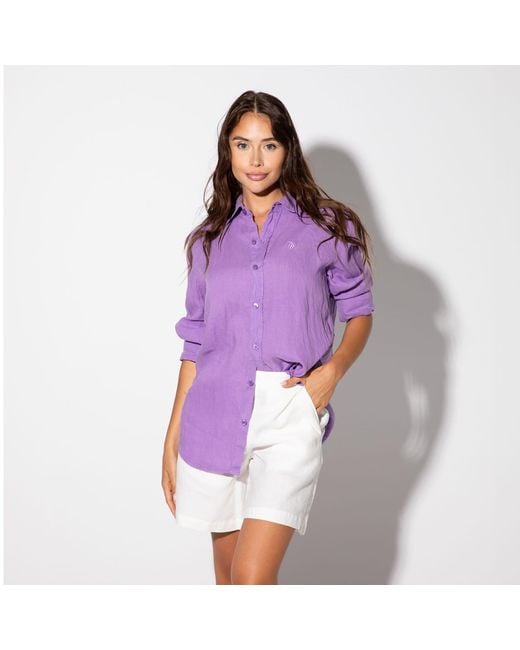 Maison Tangerine Purple Linen Shirt For for men