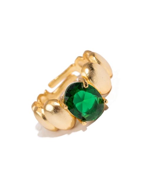 Ebru Jewelry Green Emerald Aura Adjustable Ring