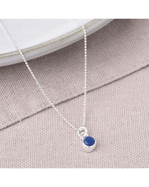 Nellou Jewellery Metallic Gem Dot Birthstone Necklace September Lapis Sterling