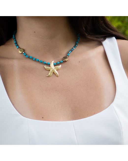 Ebru Jewelry Blue Ocean Spirit Starfish & Choker Necklace