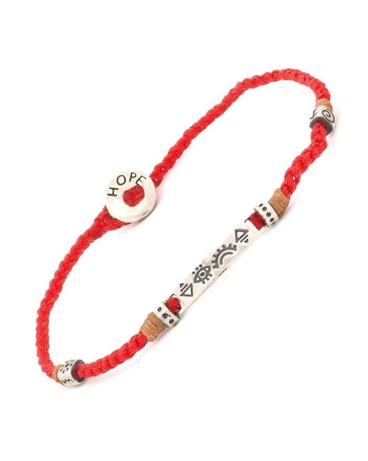 Ebru Jewelry Red Sterling Spiritual Symbols Woven Hope Braided Bracelet for men