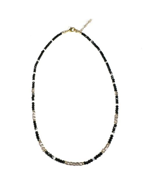 Rachel Nathan Brown Neutrals Spinel & Iced Obsidian Necklace