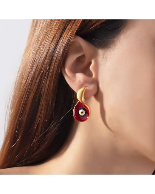 Milou Jewelry Red Evil Eye Earrings